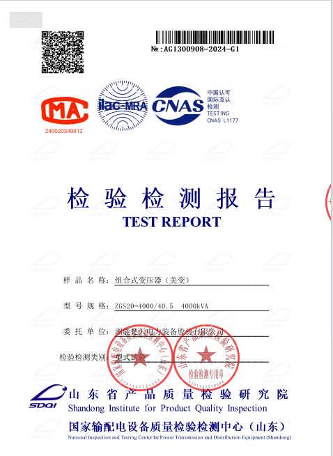 检测报告 组合式变压器（美变）